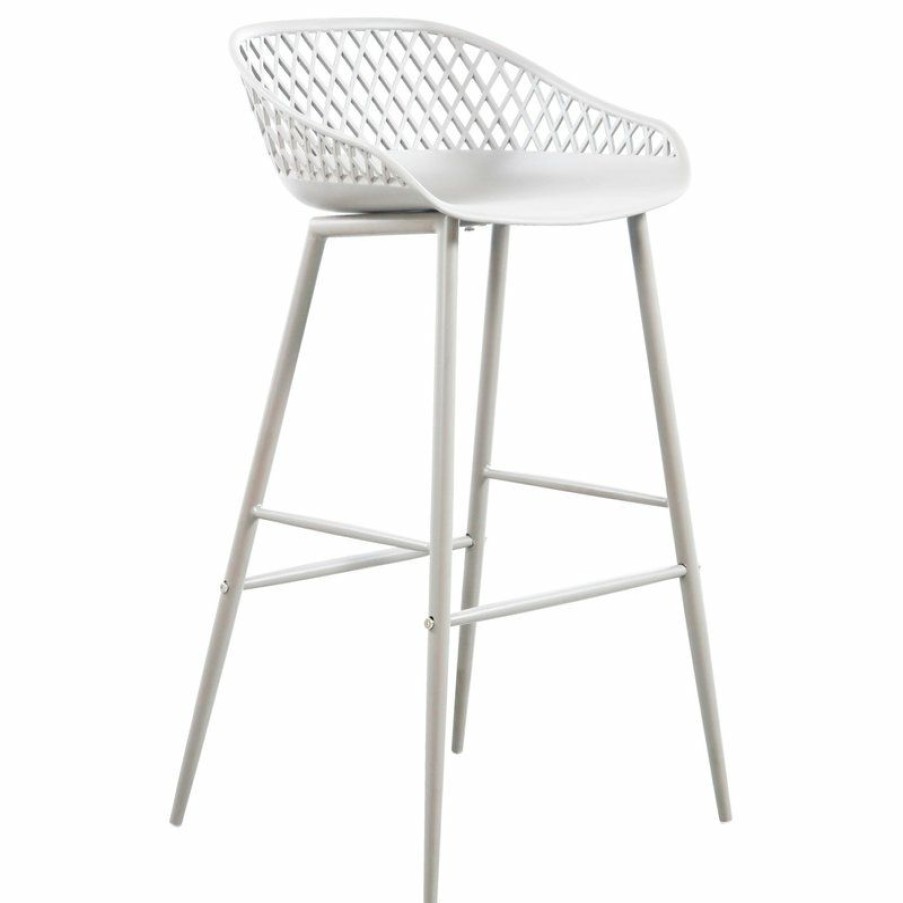 Outdoor Bar Furniture * | Brand New Moe'S Home Collection Piazza Outdoor Barstool White, Set Of 2