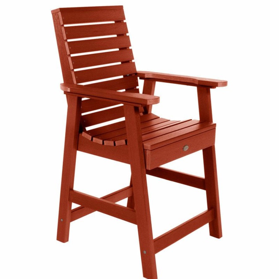 Outdoor Bar Furniture * | Cheapest Highwood Weatherly Counter Armchair, Rustic Red