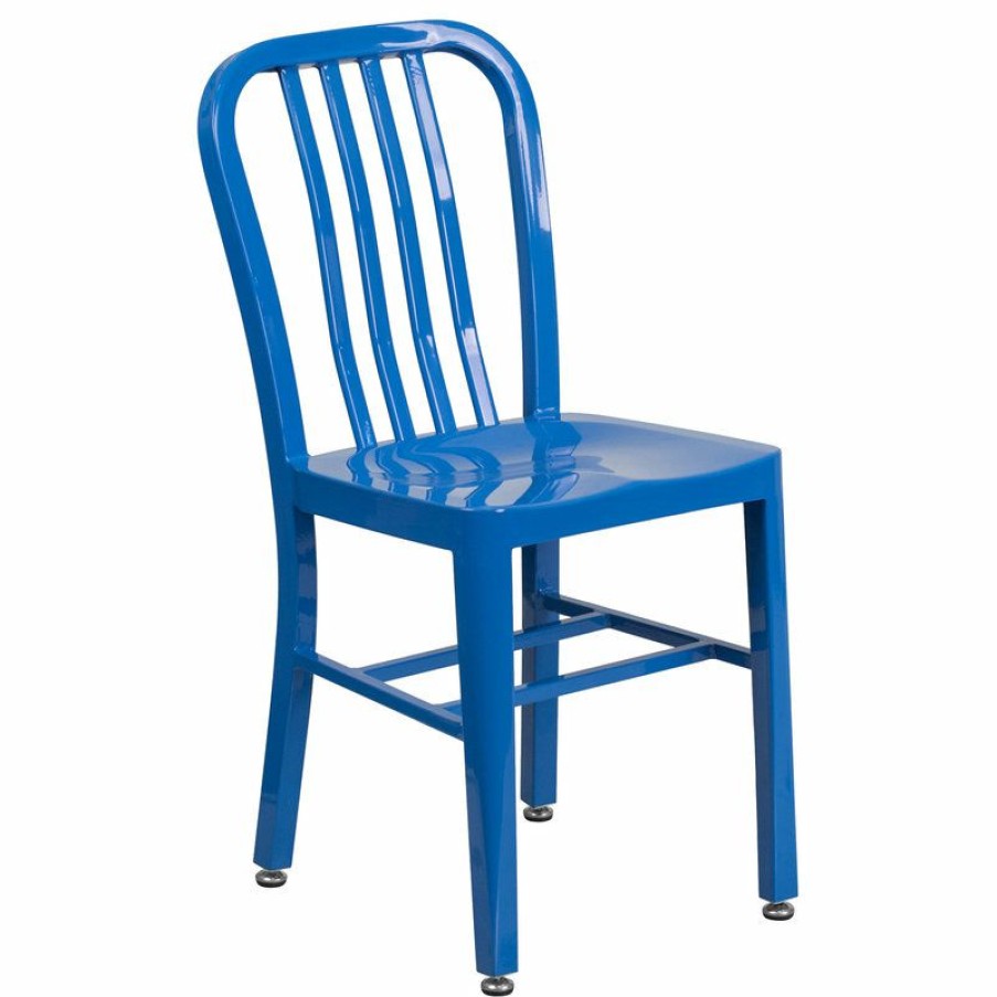 Outdoor Chairs * | Top 10 Flash Furniture Blue Metal Indoor Outdoor Chair