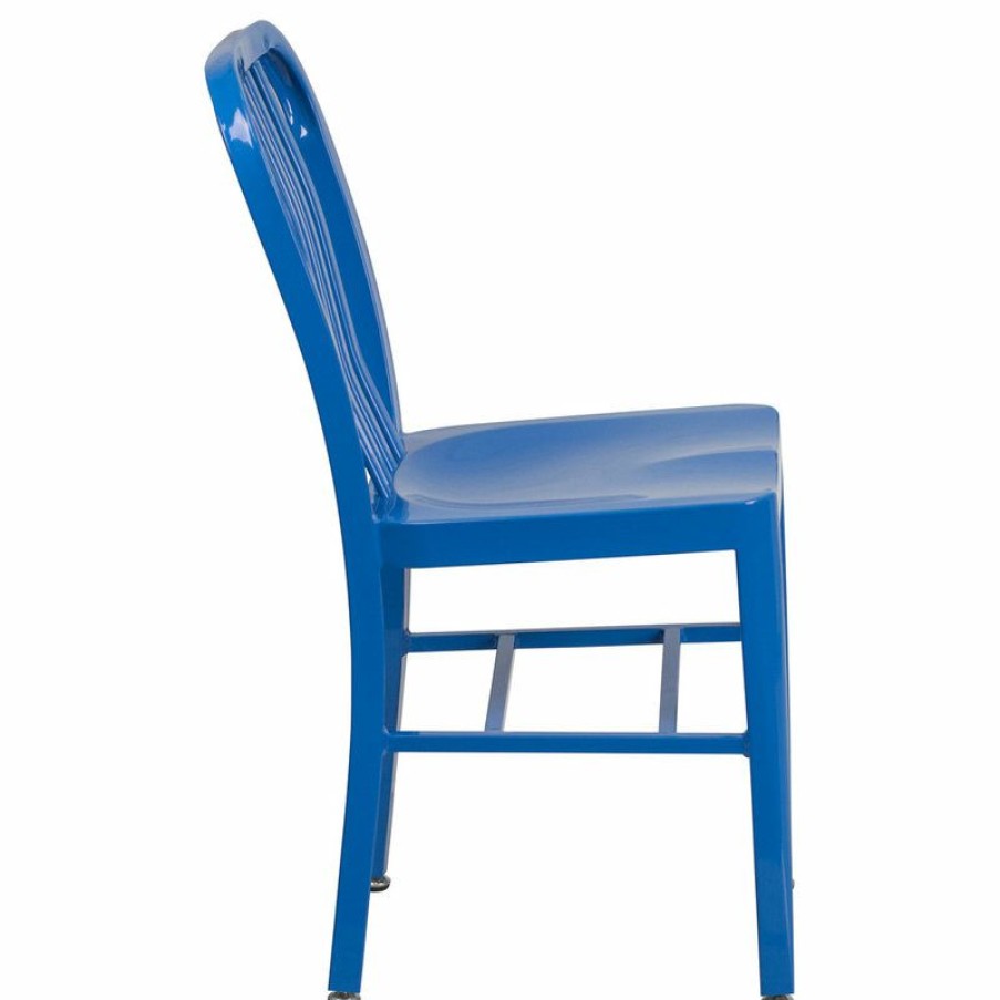 Outdoor Chairs * | Top 10 Flash Furniture Blue Metal Indoor Outdoor Chair