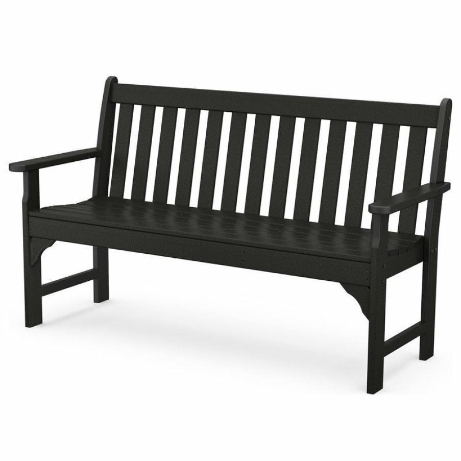 Outdoor Benches * | Brand New Polywood Vineyard 60 Bench, Black