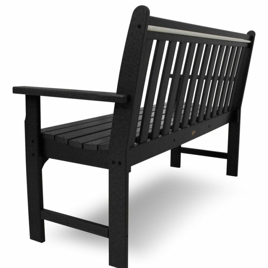 Outdoor Benches * | Brand New Polywood Vineyard 60 Bench, Black